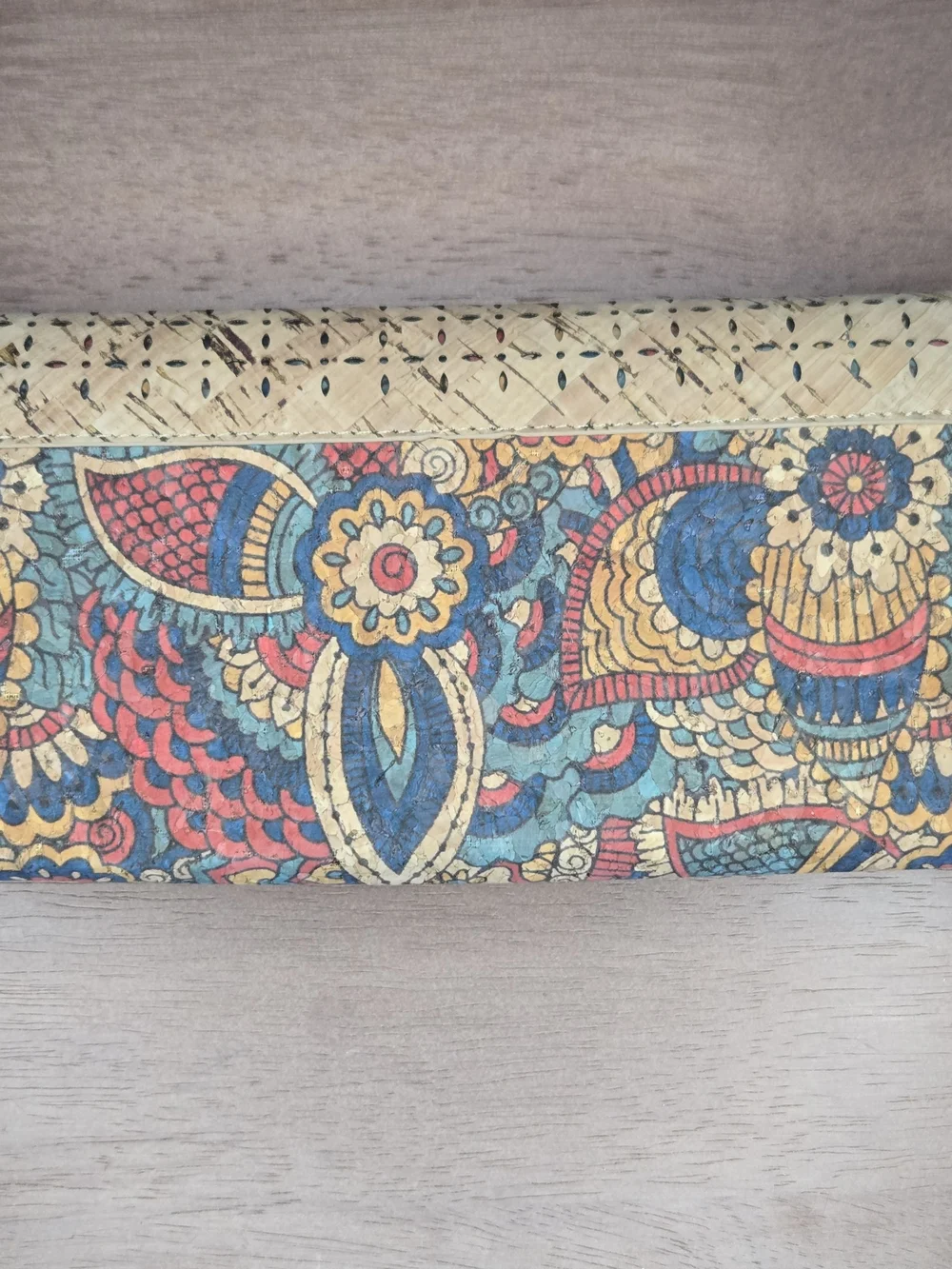 Cork Handbag Wallet Eco-Friendly Boho Floral Clutch